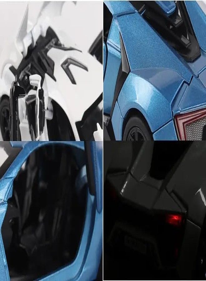 TONIRY Exclusive Alloy Metal Pull Back Die-cast Car 1:32 Scale Model with Sound Light Mini Auto Toy for Kids Metal Model Toy Car with Sound and Light [New Version] (LYKAN Hyper Sport-Assorted Colour) - Image 4